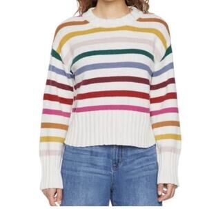 Gap Crewneck Sweater Womens Large Rainbow Striped Long Sleeve Pullover